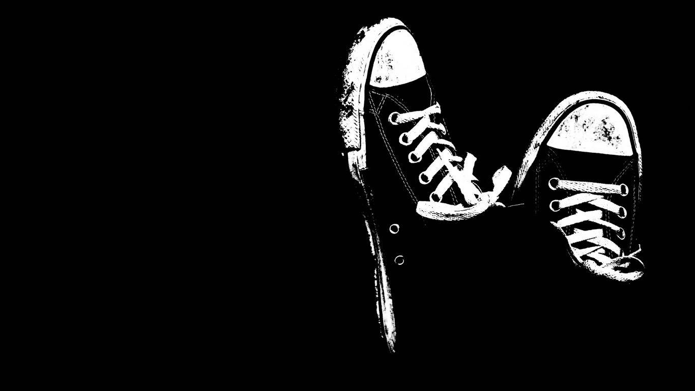 Dark Laptop Black Converse Shoes Wallpaper