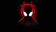Dark Miles Morales On Red Logo Wallpaper