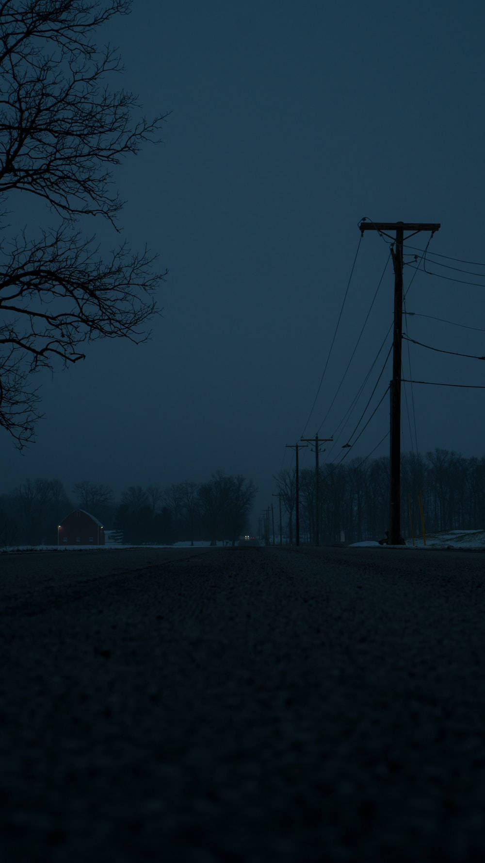 Dark Night In Country Road Wallpaper