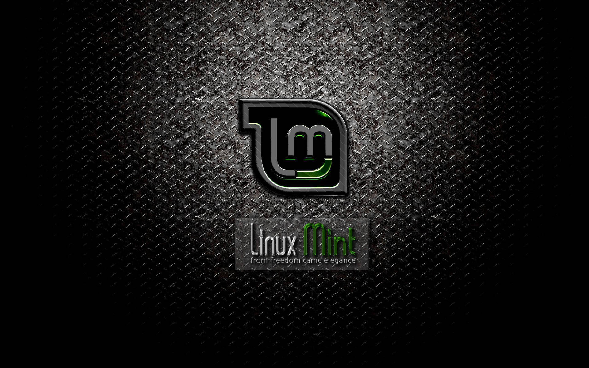 Dark Operating System Linux Mint Logo On Metal Wallpaper