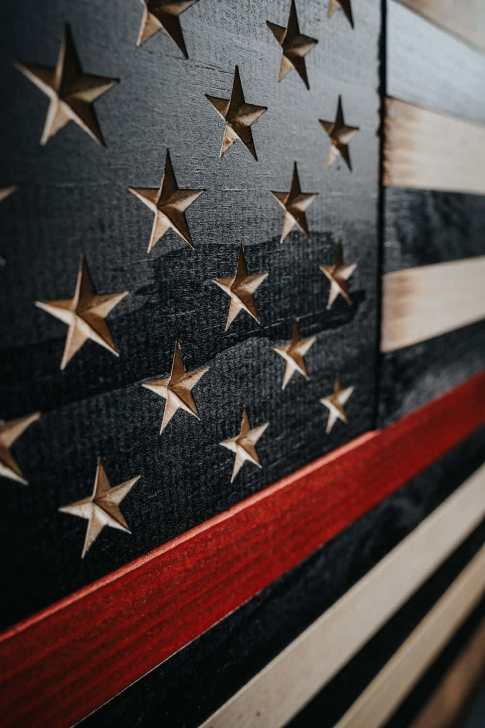 Dark Toned American Flag Wooden Texture Wallpaper