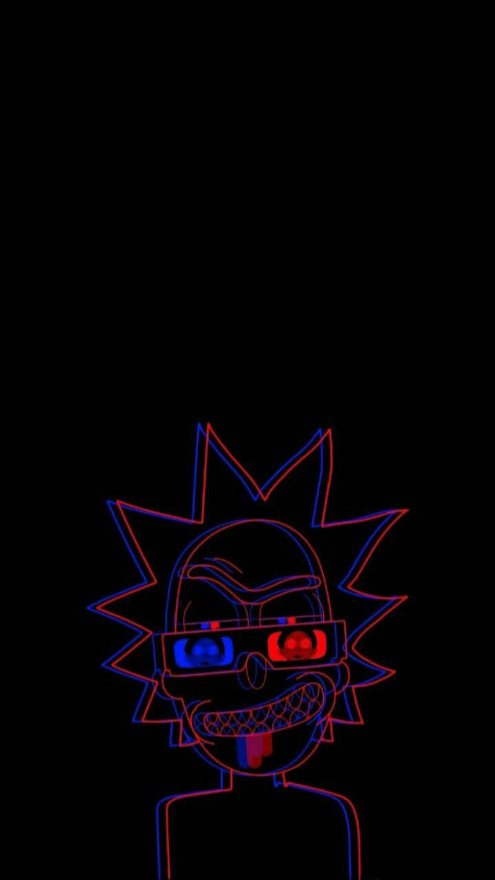 Dark Trippy Rick With 3d Glasses Wallpaper