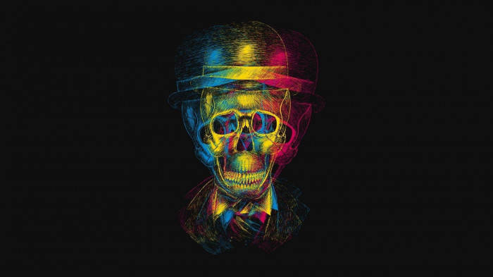 Dark Trippy Skeleton In Formalwear Wallpaper