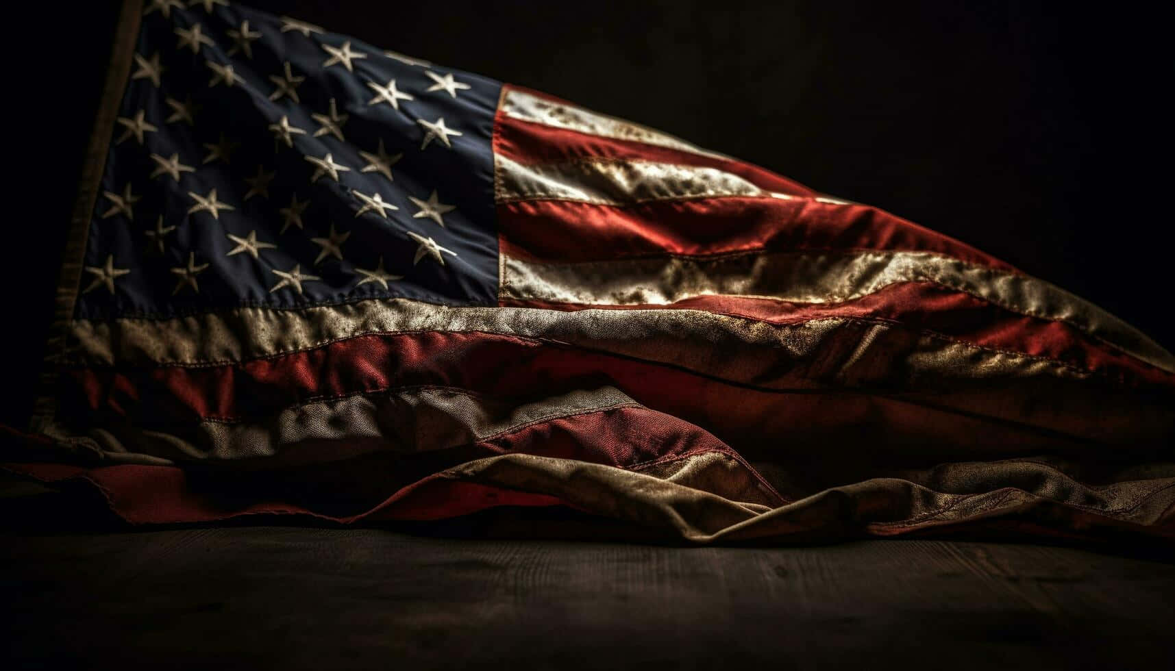 Darkened American Flag Dramatic Lighting Wallpaper