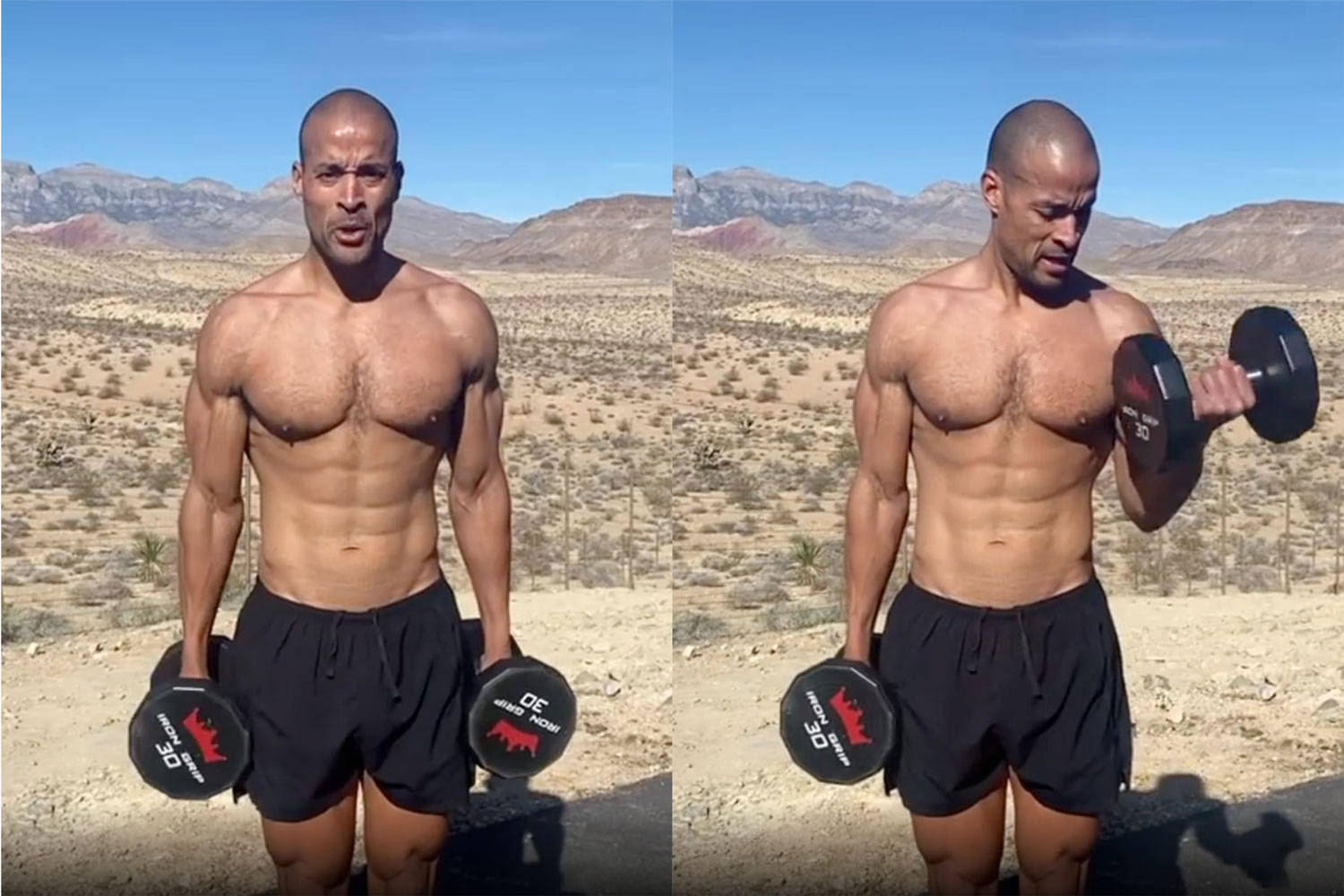 David Goggins Lifting In Desert Wallpaper