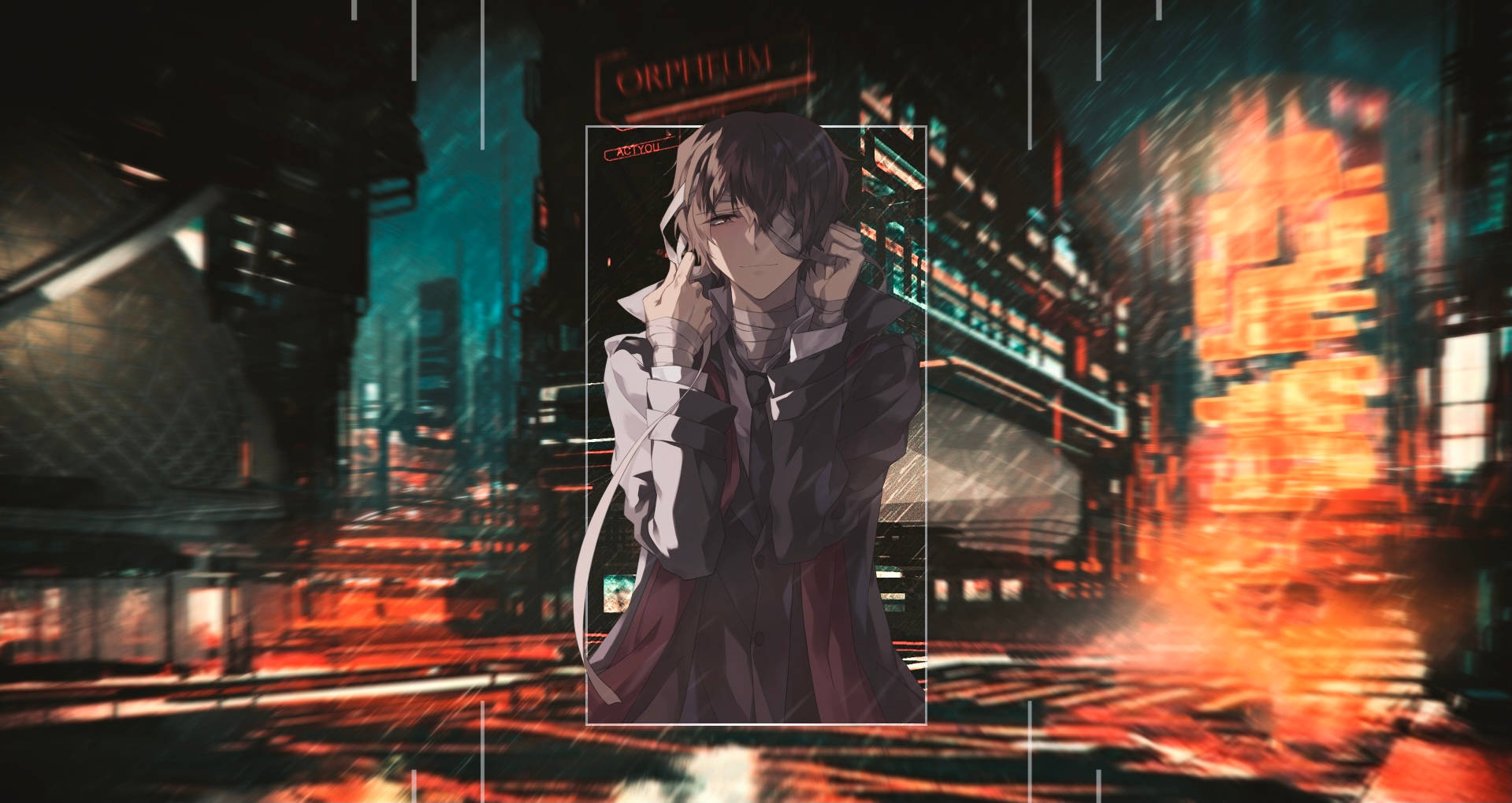 Dazai Against Cyber City Wallpaper