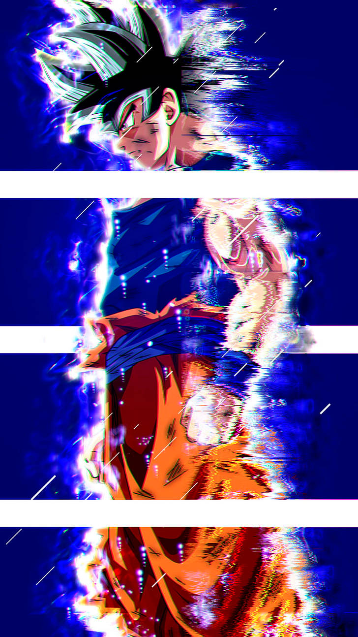 Dbz Son Goku Segmented Glitch Cover Wallpaper