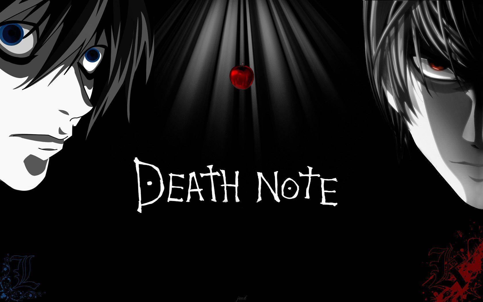 Death Note's L & Light Working Together In Synergy Wallpaper