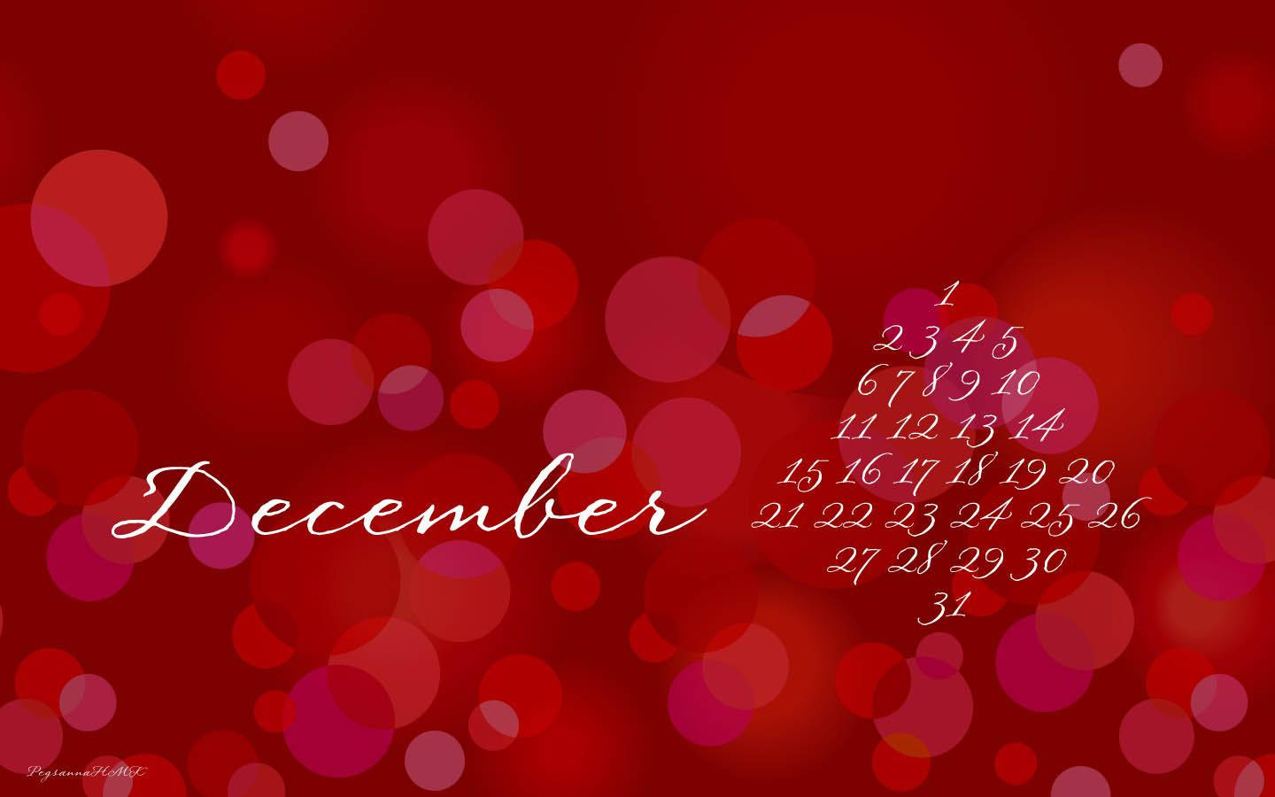 December Red Sparkling Calendar Wallpaper