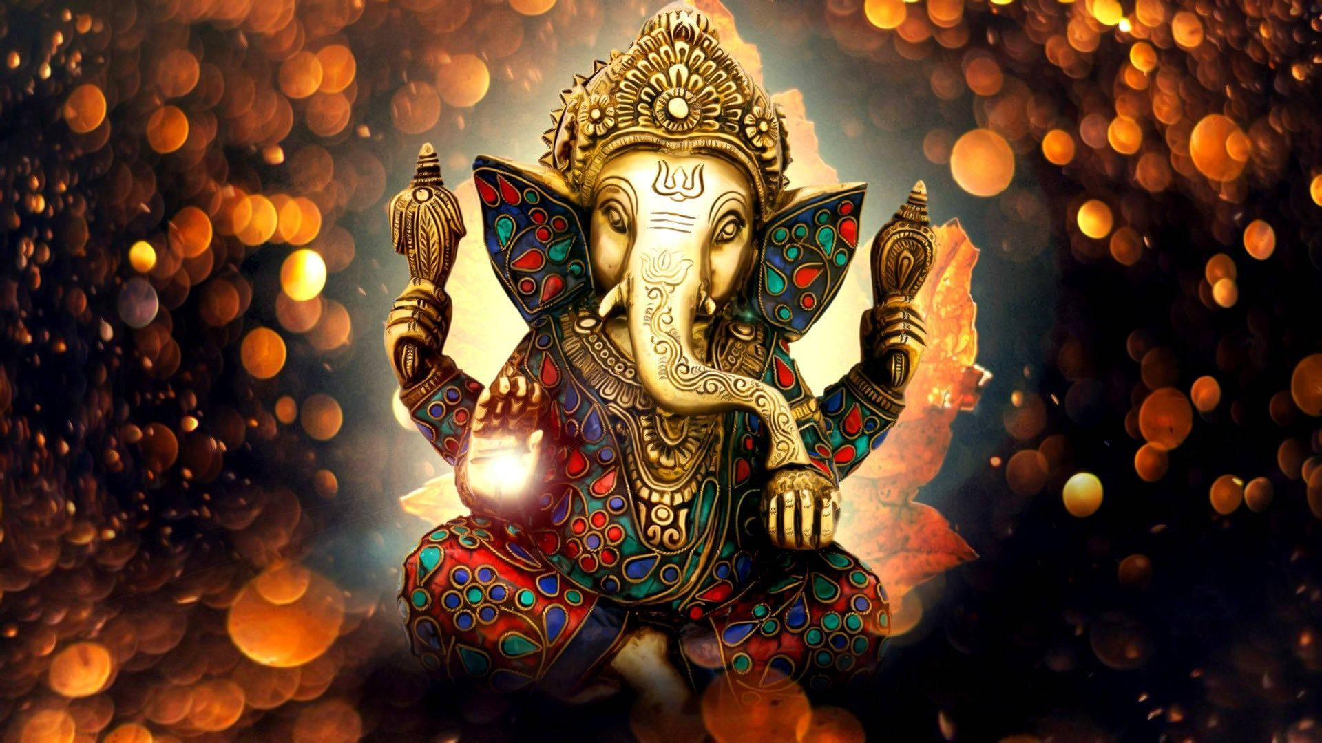 Deity Ganpati Hd Glowing Wallpaper WallpapersOK
