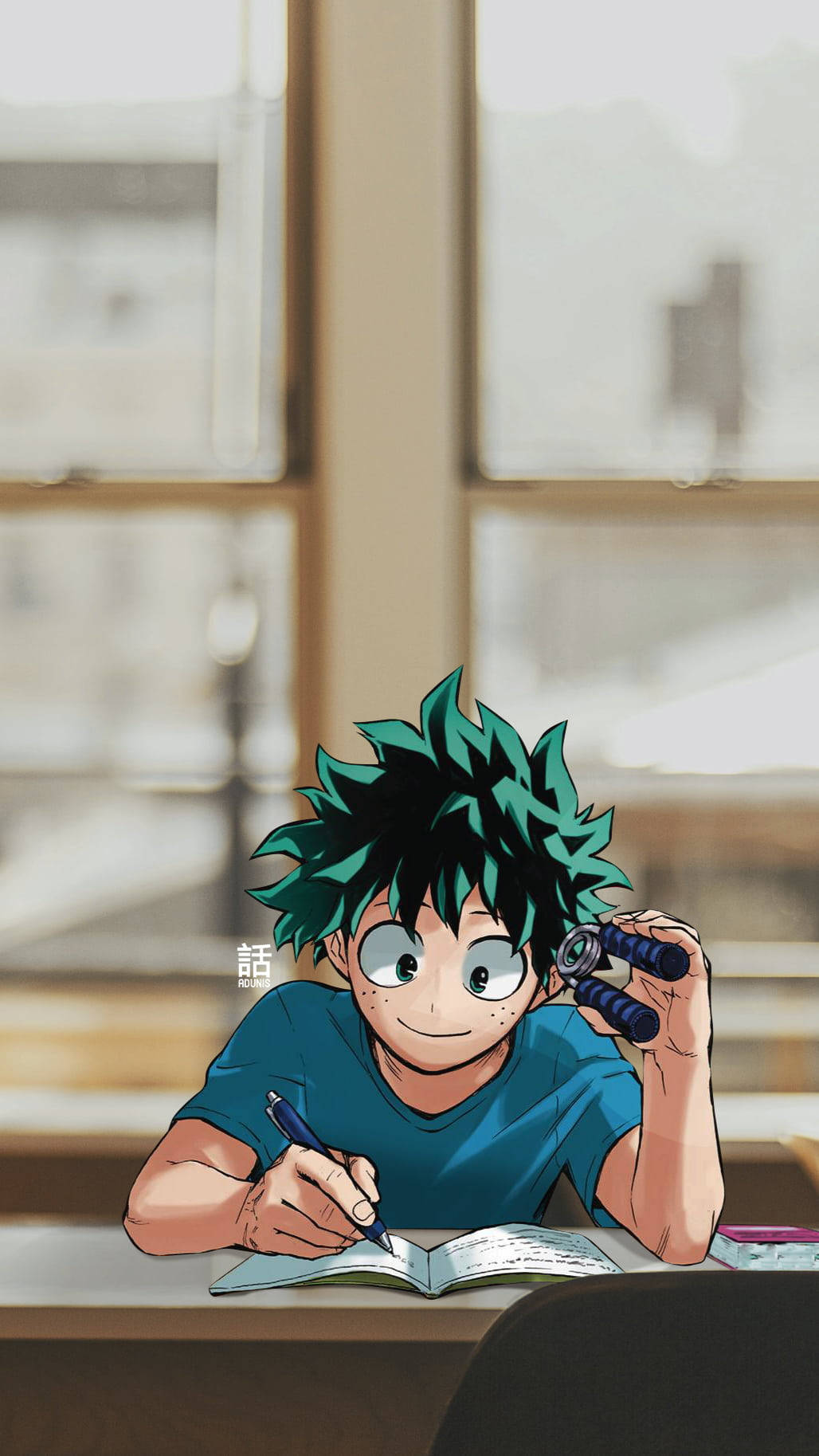 Deku Cute Writing Wallpaper