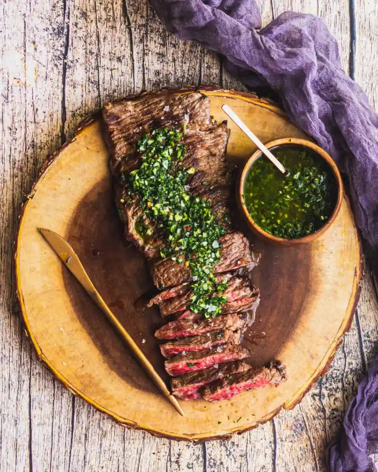 Delectable Churrasco Steak With Fresh Chimichurri Sauce Wallpaper