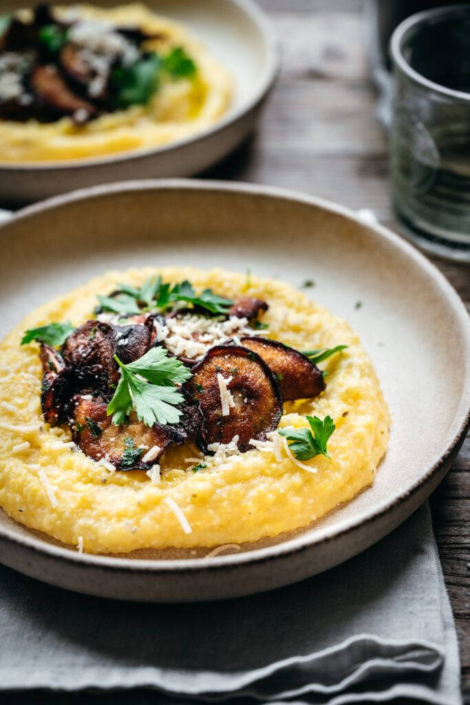 Delectable Polenta Topped With Savory Mushrooms Wallpaper