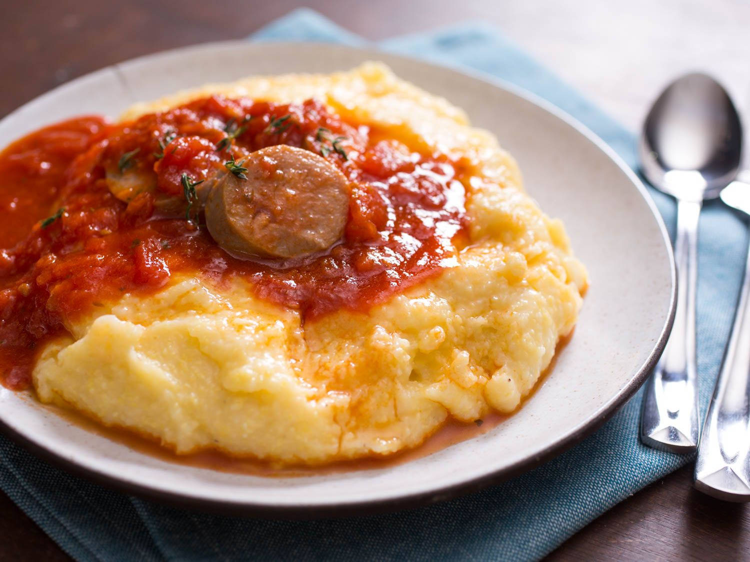 Delicious Polenta With Savory Tomato Sauce Wallpaper