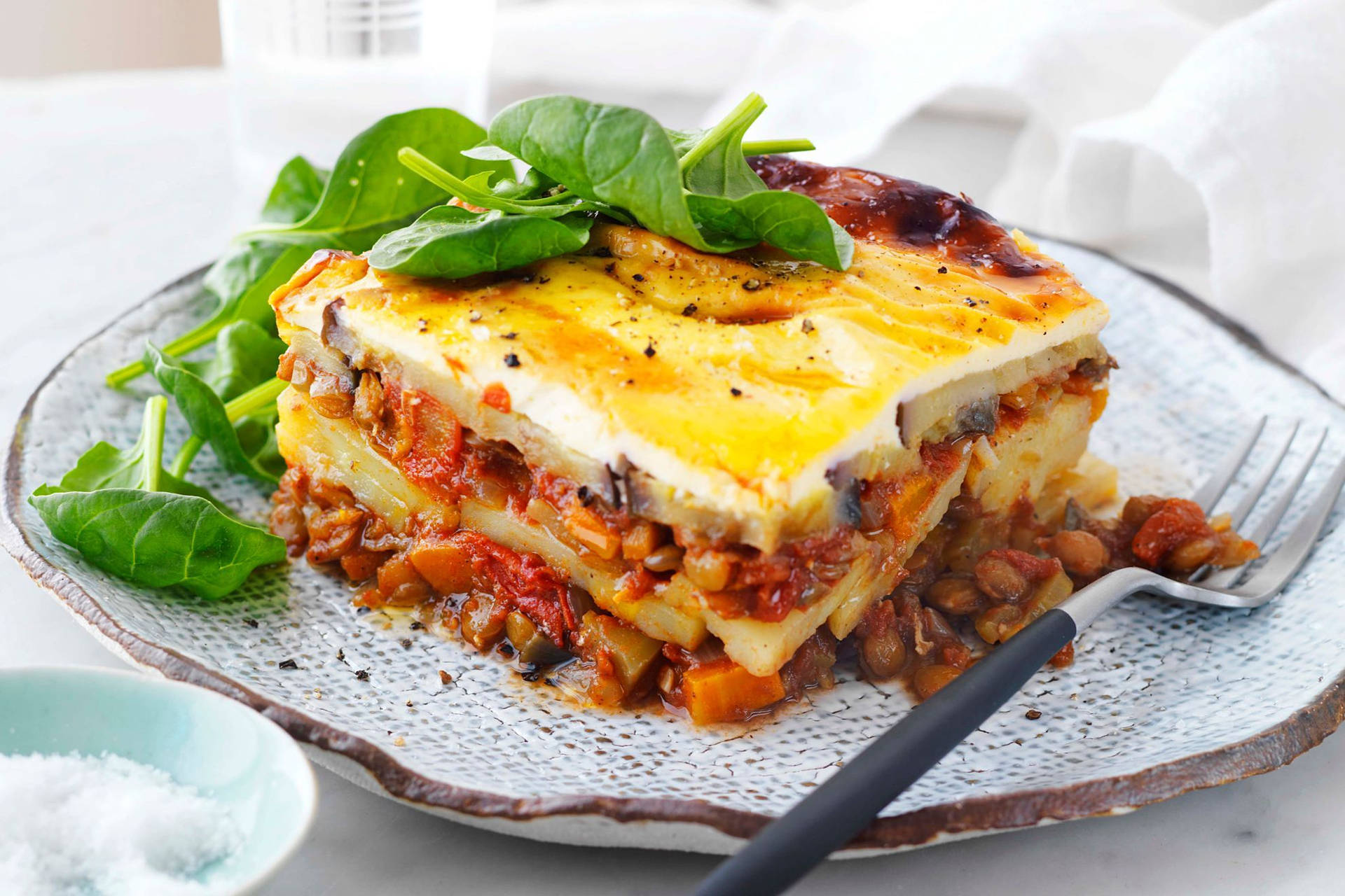 Delicious Portioned Moussaka With Veggies & Meat Wallpaper