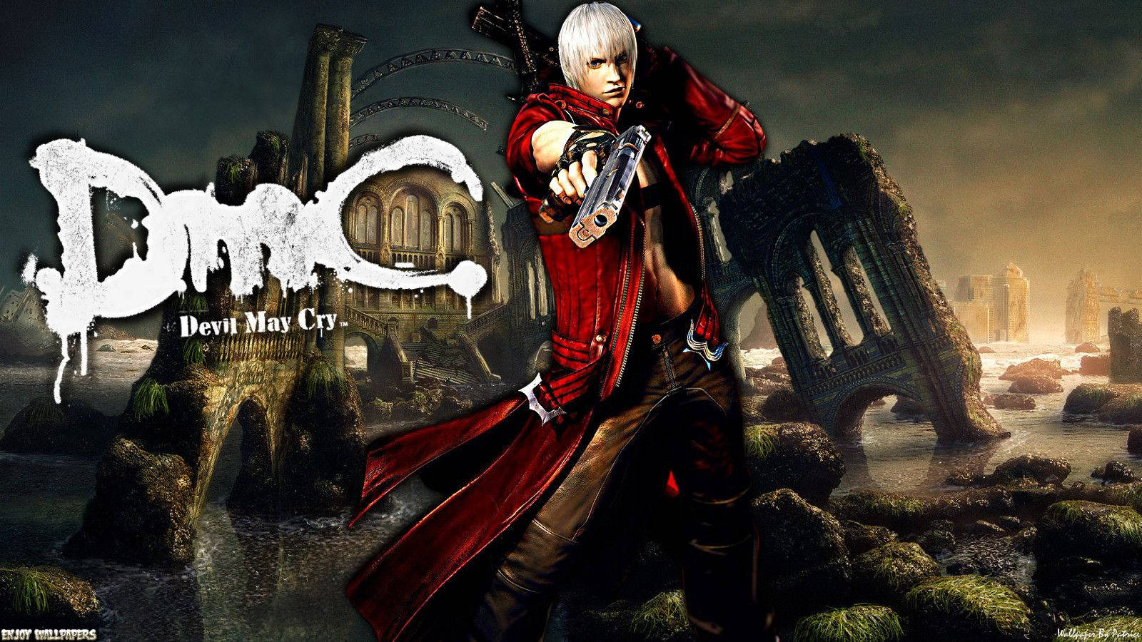 Devil May Cry Dante And Logo Poster Wallpaper