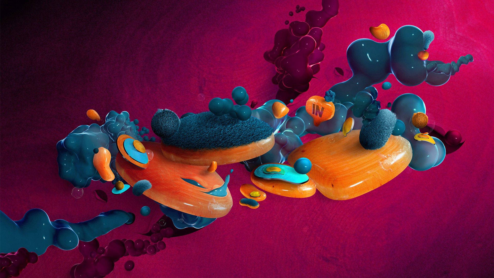 Digital Abstract Paint Blob Art Wallpaper