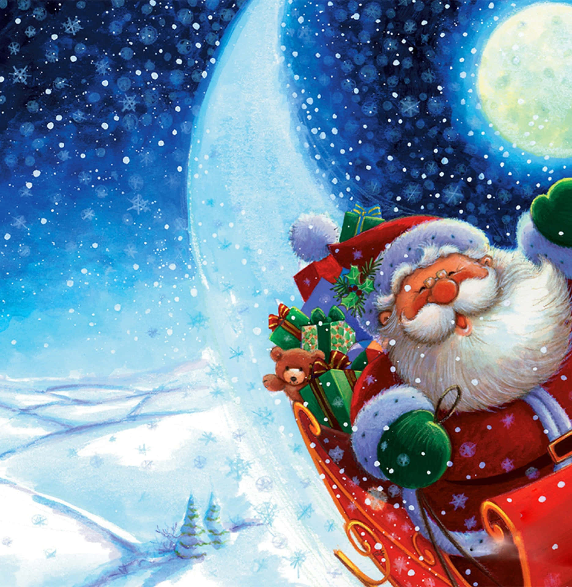 Digital Art Of Cool Christmas Eve Happy Santa Claus Wallpaper