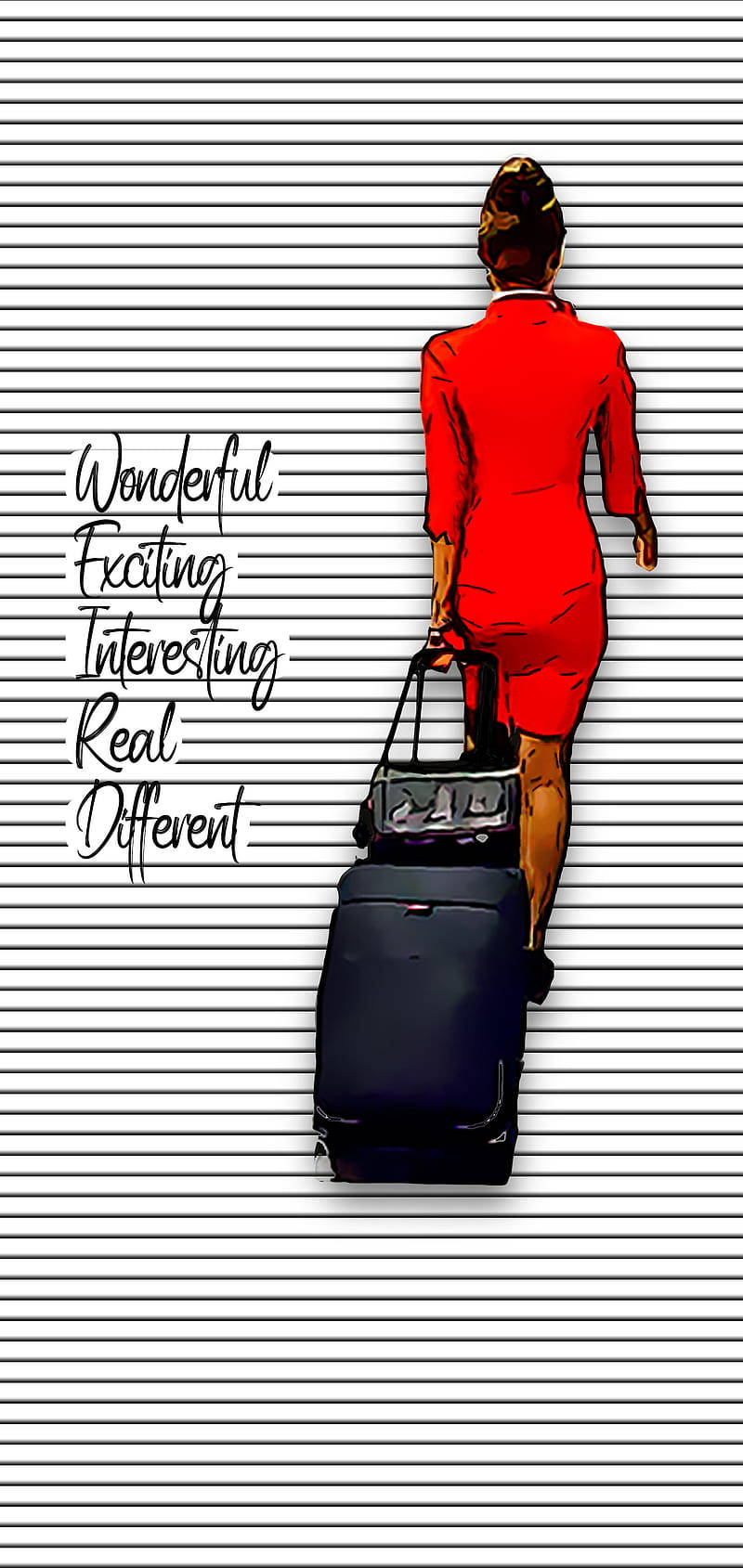 Digitally Painted Flight Attendant Wallpaper