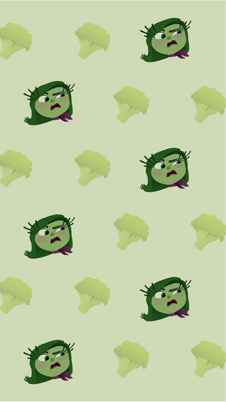 Disgusted Green Face Pattern Wallpaper