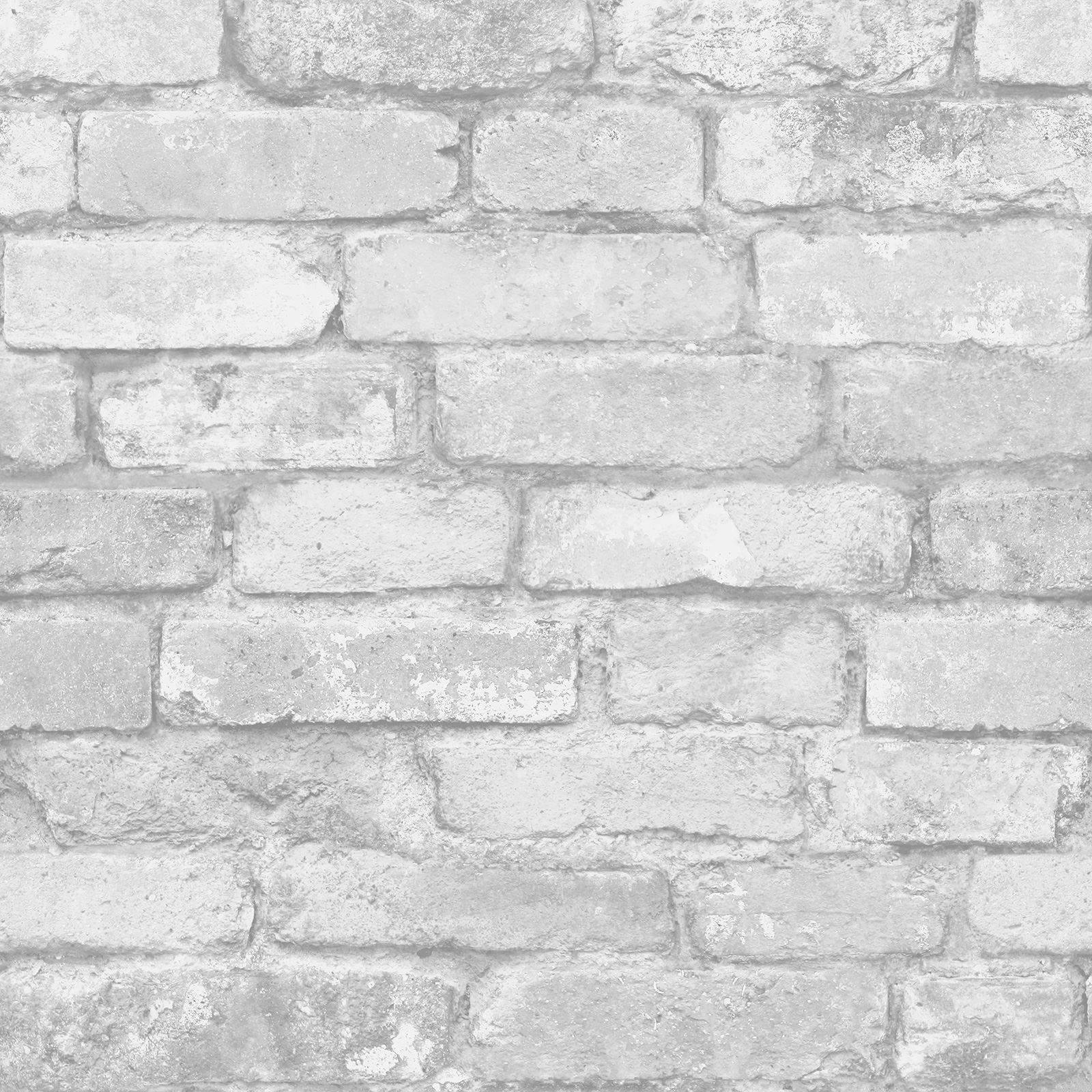 Distressed White Brick Wallpaper
