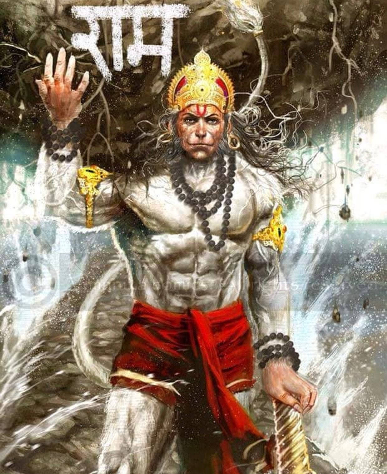 Divine Artwork Of Jai Hanuman Wallpaper