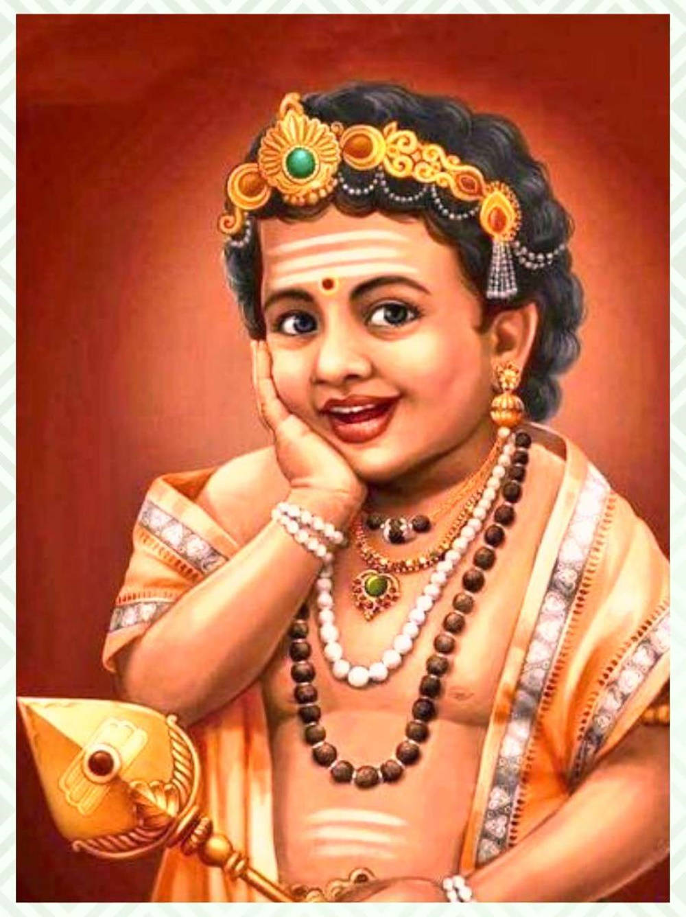 Divine Baby Murugan With Golden Headpiece Wallpaper