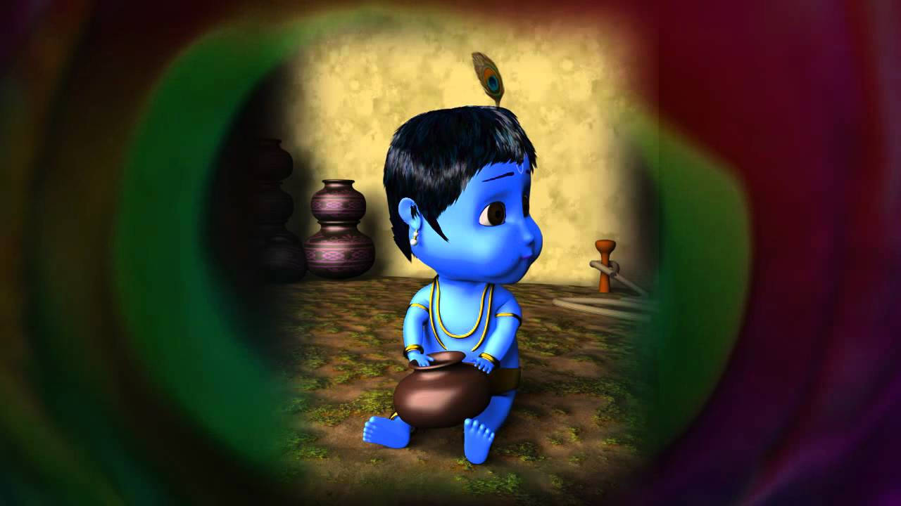 Divine Little Krishna Hd Sitting Serenely Wallpaper