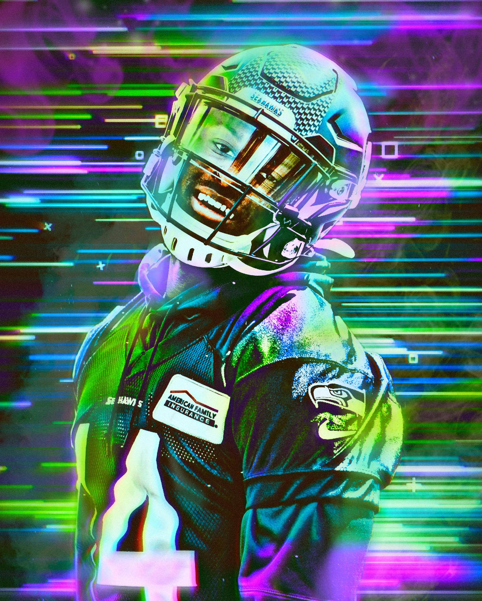 Dk Metcalf Digital Neon Art Wallpaper