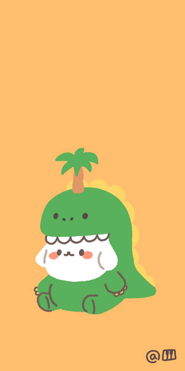 Dog In Mascot Dino Kawaii Iphone Wallpaper