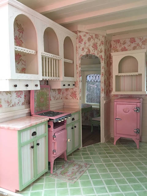 Dollhouse Aesthetic Pink Kitchen Wallpaper