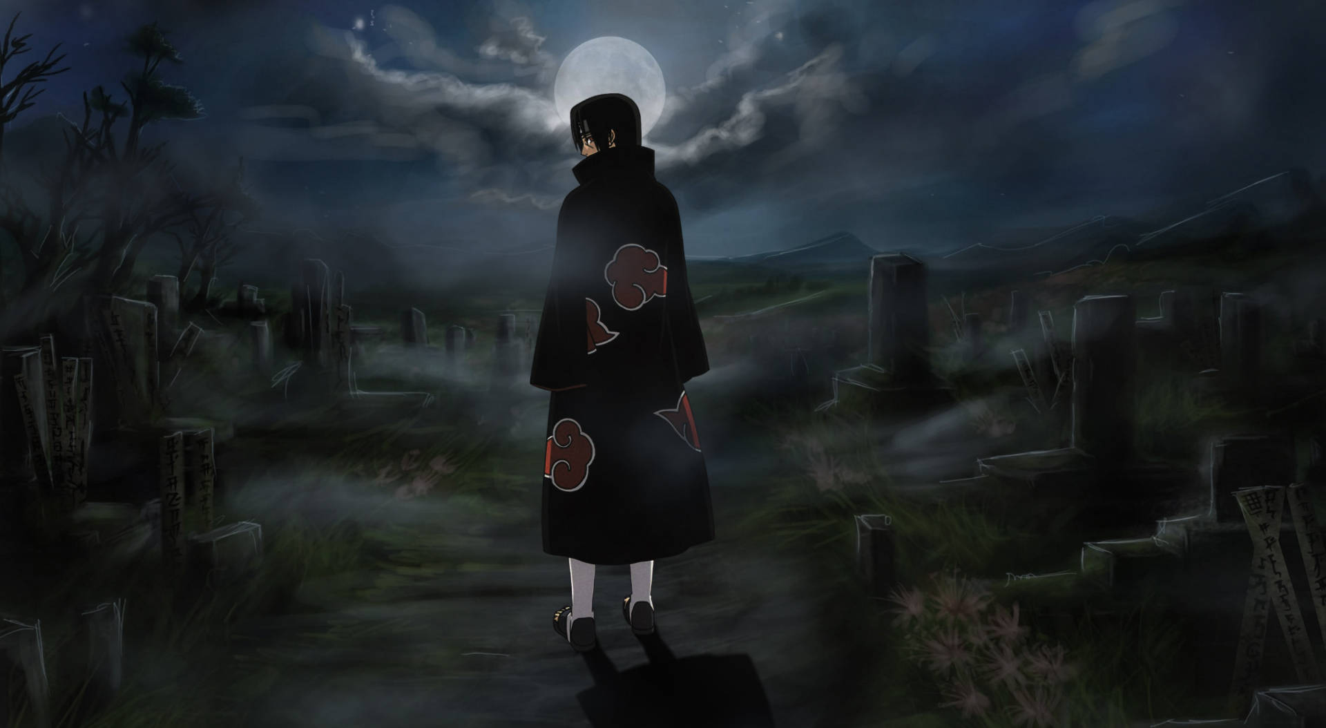 Dope Anime Itachi In Cemetery Wallpaper