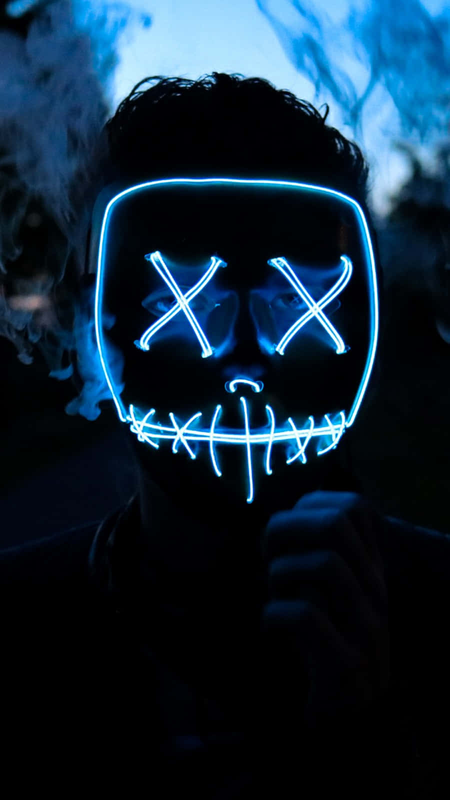 Dope Phone Glowing Blue Neon Mask Wallpaper