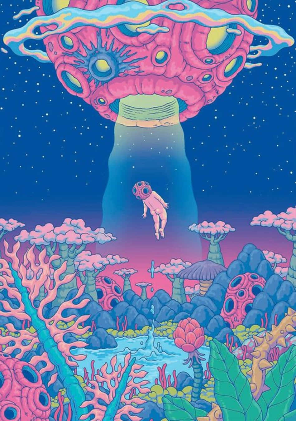 Dope Trippy Art Astronaut Spaceship Wallpaper