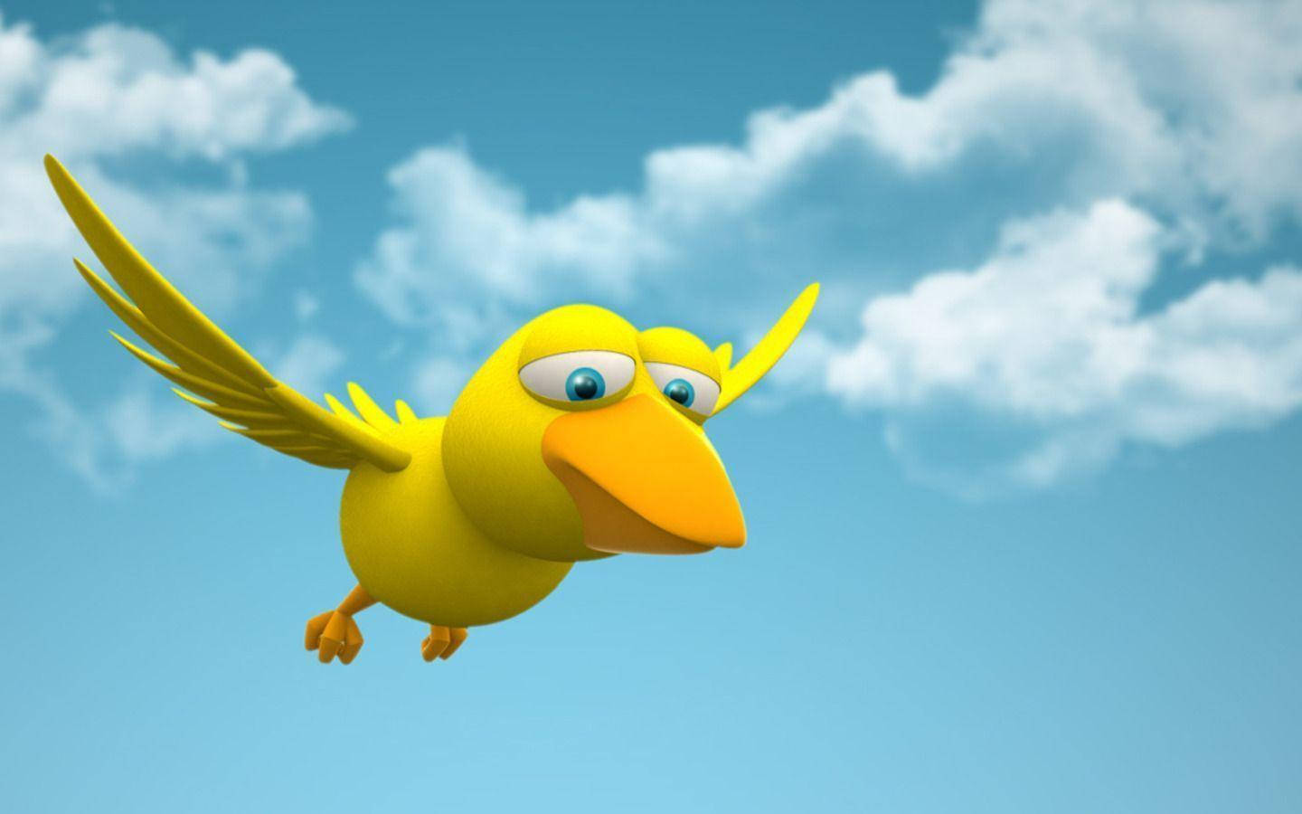 Dopey Face Yellow Bird Funny Cartoon Wallpaper