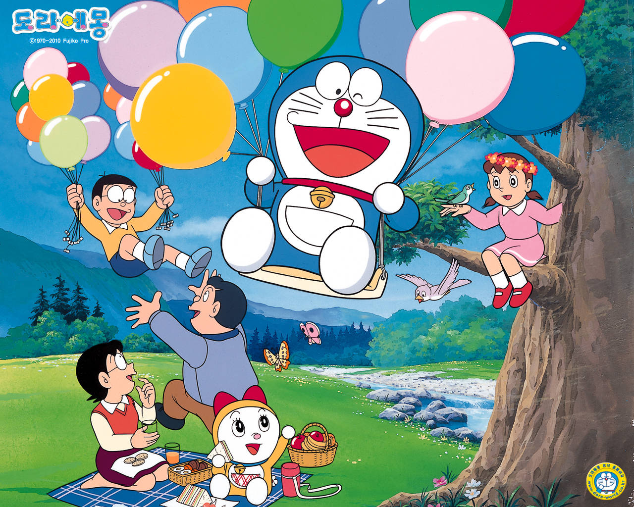 Doraemon And Friends In Forest Wallpaper
