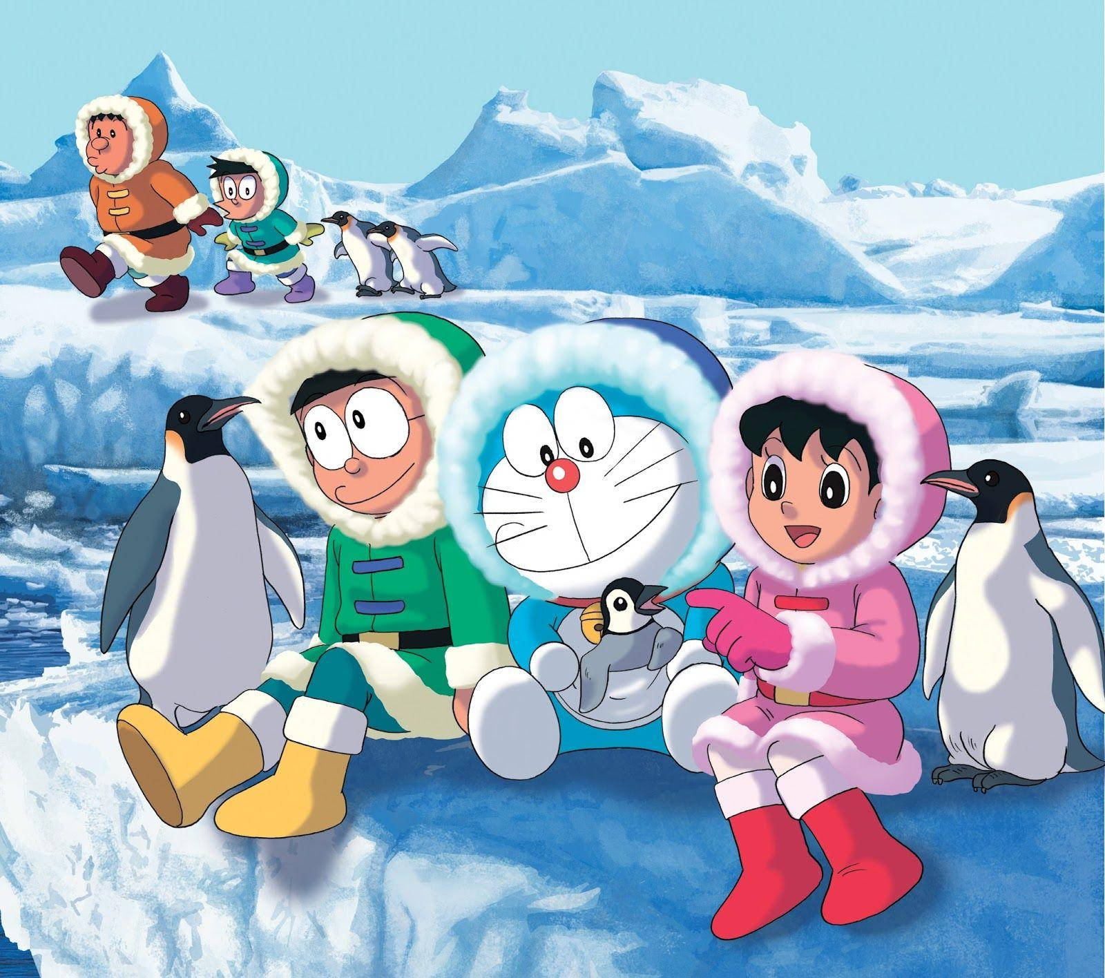 Doraemon In Snowland Wallpaper