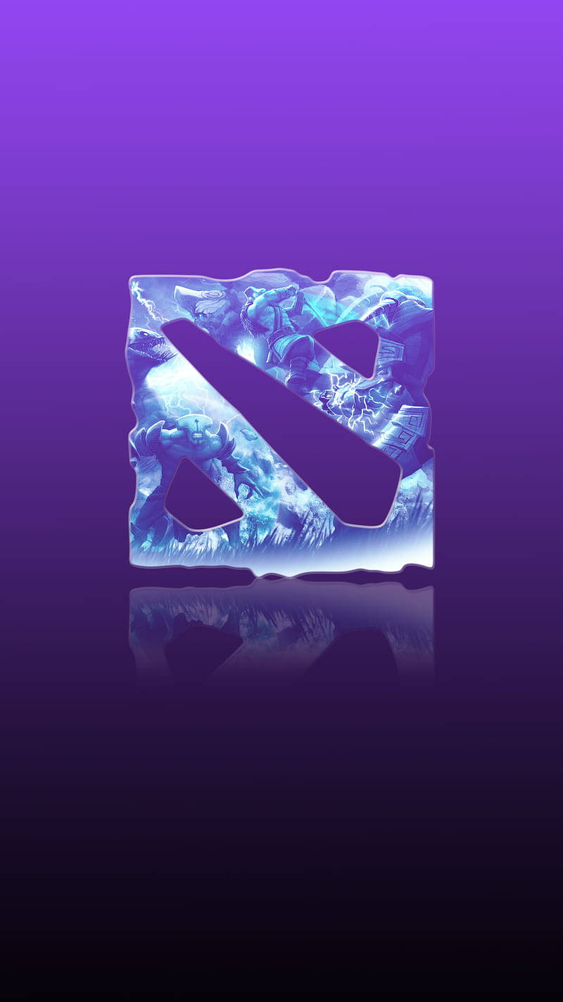 Dota 2 Logo Display - Captivating Glow On Purple Gradient Wallpaper