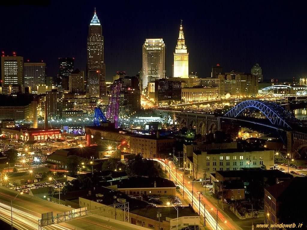 Downtown Cleveland Ohio At Night Wallpaper