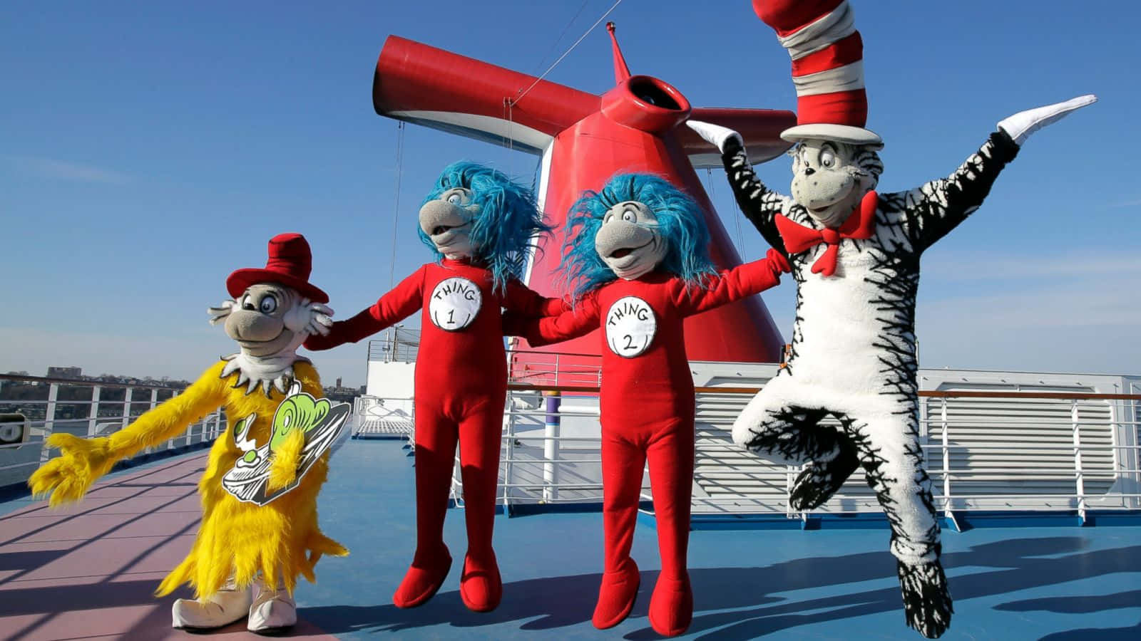 Dr Seuss Characters On Cruise Deck Wallpaper