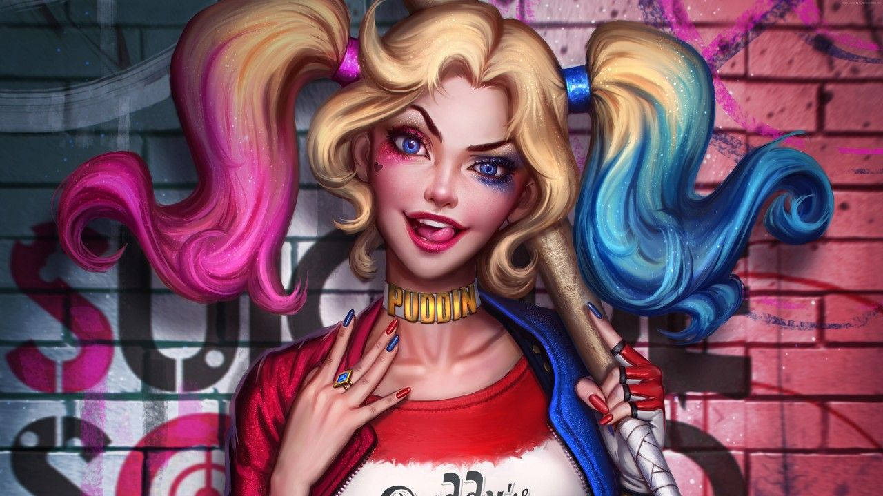 Drawing Of Harley Quinn 4k Wallpaper