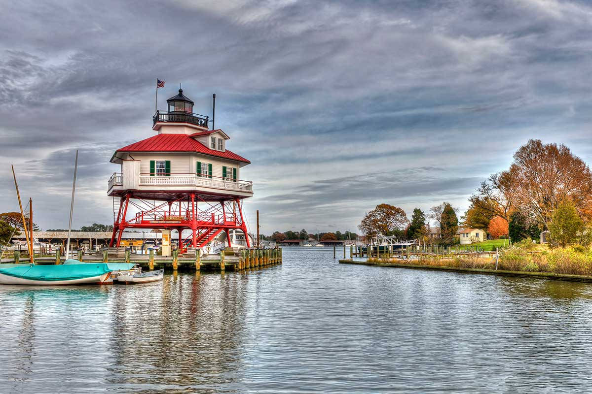 Drum Point Lighthouse's Side View In Chesapeake Bay Wallpaper