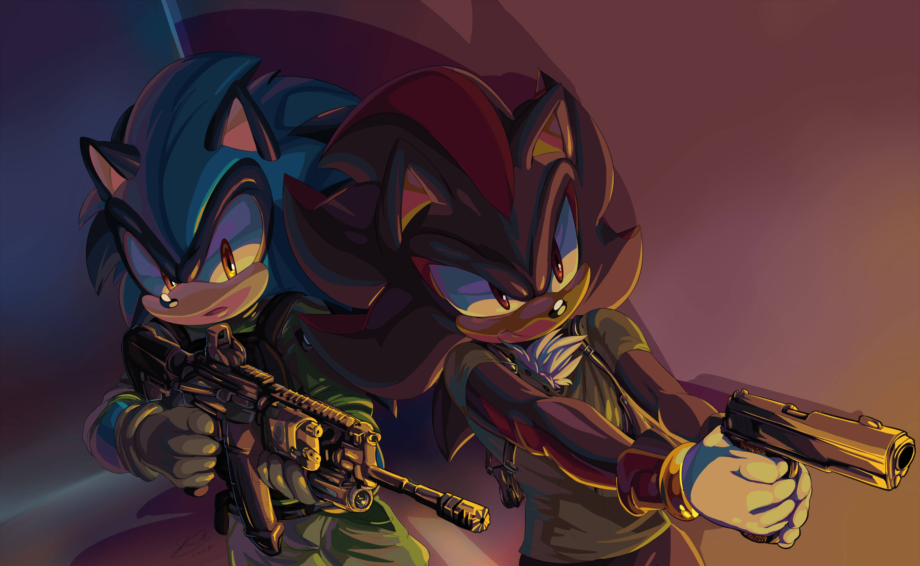 Dynamic Duo - Sonic And Shadow The Hedgehog Fanart Pfp Wallpaper