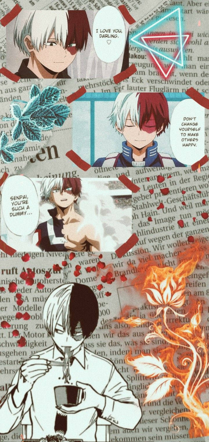 Eating And Smiling Todoroki Aesthetic My Hero Academia Wallpaper