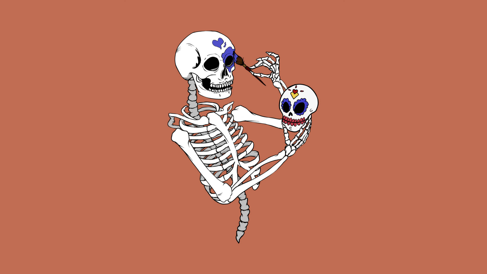 Eerie Elegance With The Cute Skeleton Iphone Wallpaper. Wallpaper