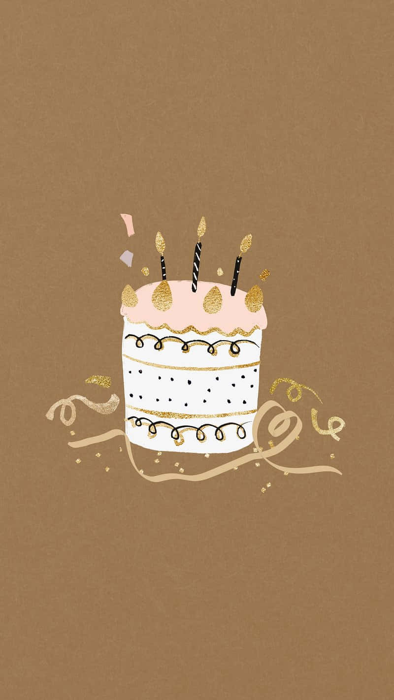 Elegant Birthday Cake Illustration Wallpaper