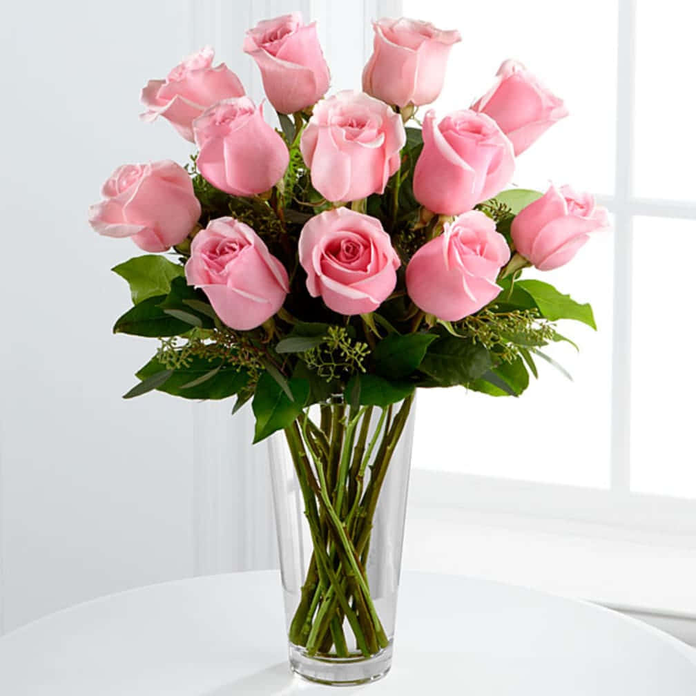 Elegant Blooming Pink Rose Bouquet Wallpaper