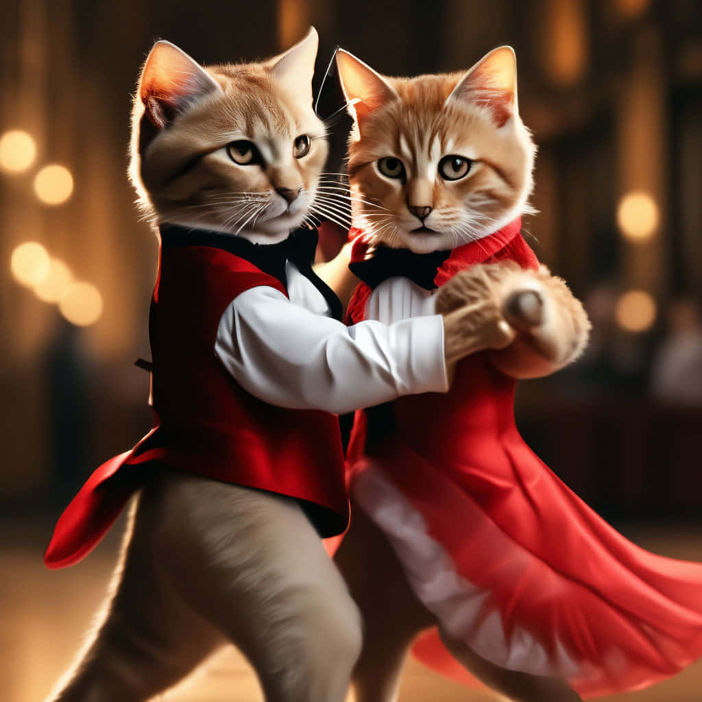 Elegant Cats Ballroom Dance Wallpaper