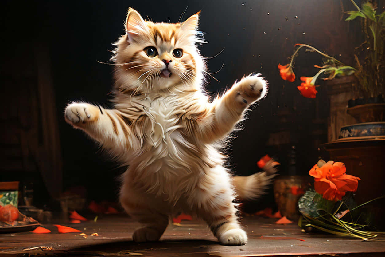 Elegant Dancing Cat Wallpaper