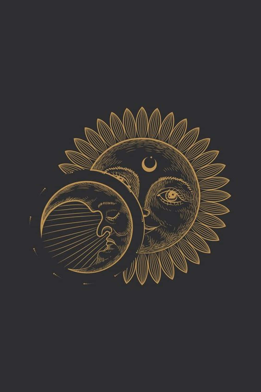 Embrace The Cosmic Dance Of Sun And Moon Aesthetic Wallpaper